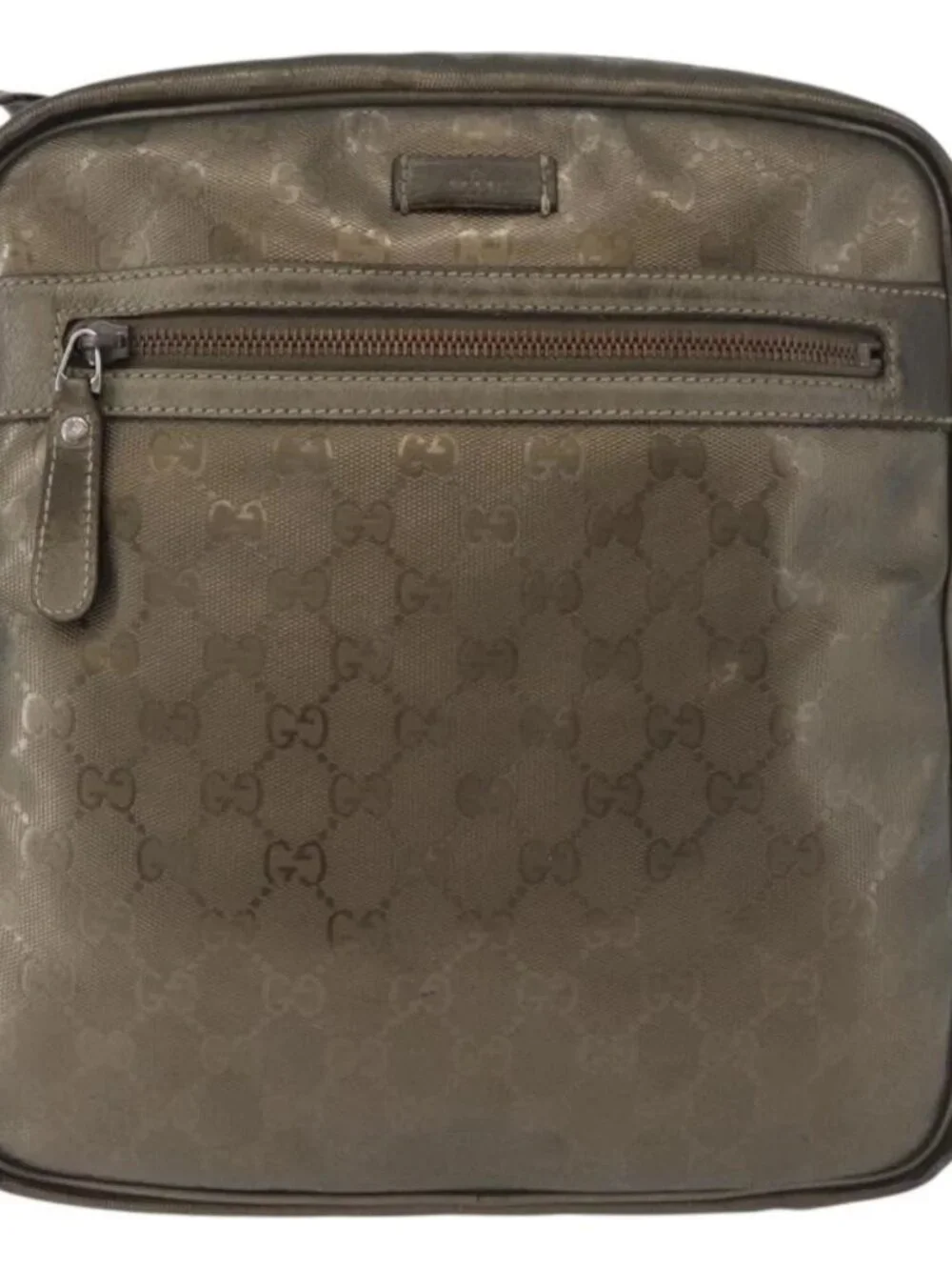 GUCCI GG Implementation Shoulder Bag PVC Bronze Silver 201448 Auth